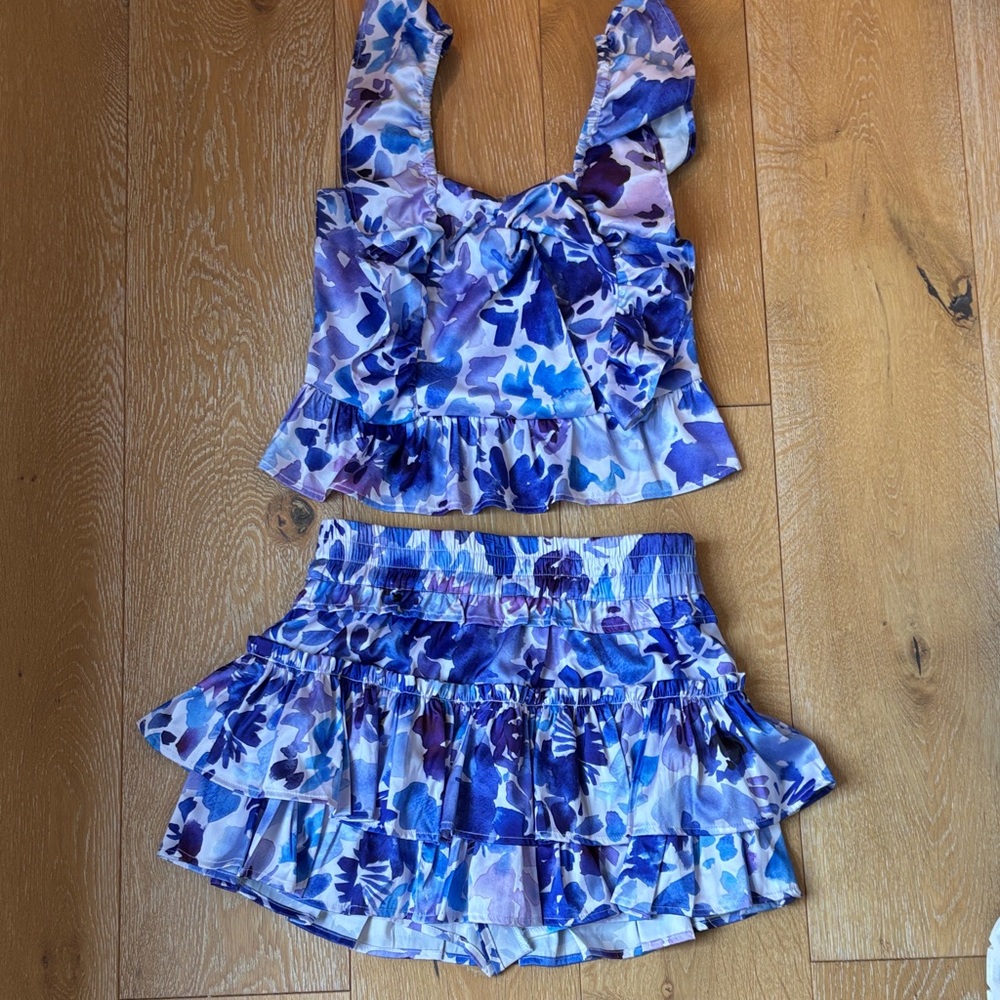 Cake for Dinner Floral Blue and Purple Two-Piece Set